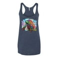 thumbnail image 2 of Wild Bobby Rainbow Painted Manatee Dean Russo Design Animal Lover Women Tri-Blend Racerback Tank Top, Vintage Navy, Small, 2 of 6