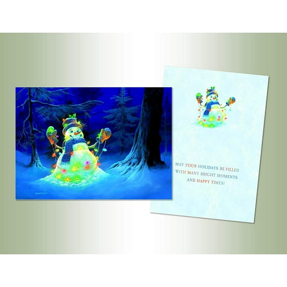 Performing Arts Glitter Embellished, Full Color Inside Design Lighted Snowman Stationery Paper, 66152-14