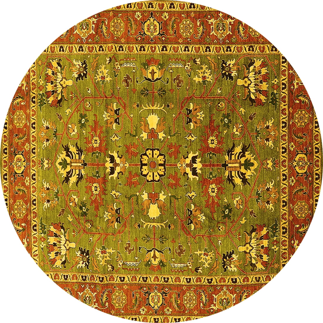 Ahgly Company Indoor Round Oriental Yellow Industrial Area Rugs, 8 ...