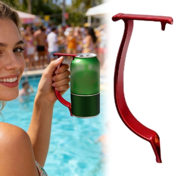 FSAGAE Can Handle Holder Drink Can Grip with Comfortable Handle Reusable Beverage Holder for 16oz Cans for Camping Beach Party Red 17x9cm