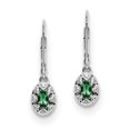 thumbnail image 1 of Sterling Silver Rhodium-plated Diam. & Created Emerald Earrings QBE10MAY, 1 of 2
