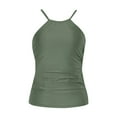 thumbnail image 4 of Hessimy Women Tankini Top Only High Neck Bathing Suit Top Tummy Control Swimsuit Top Ruched Swim Top Without Bottom(Z02-Green,L), 4 of 4