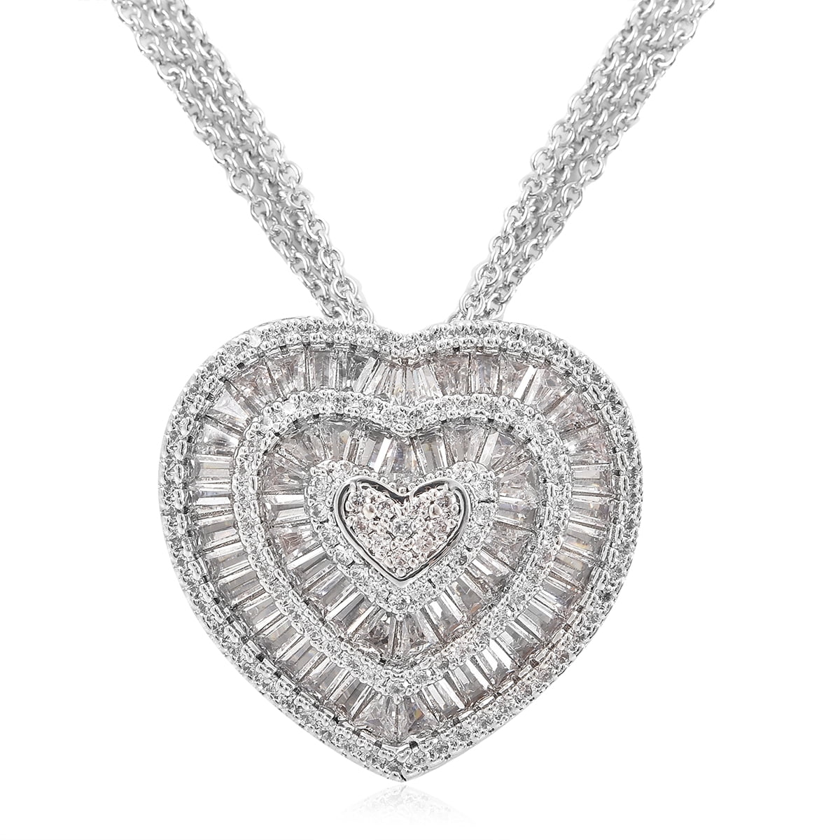 Valentine Heart Charm Necklace Stainless Steel Hypoallergenic Jewelry Size 24" 