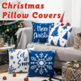 thumbnail image 2 of HAHDAXIA Blue Christmas Throw Pillow Covers Set of 4 Let it Snow Pillow Case Snowflakes Christmas Tree Cushion Case for Sofa Couch Christmas Decor Blue Decorations Throw Pillow Covers, 2 of 7