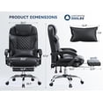 thumbnail image 2 of Office Chair with Retractable Footrest, Ergonomic High Back Design Executive Computer Desk Chair with Removable Lumbar Pillow,90-145°Reclining Thick Bonded Leather for Home Office Work,Black, 2 of 12
