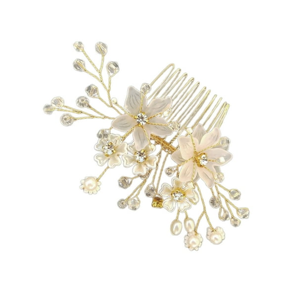 AOOOWER Handmade Crystals and Pearls Wedding Hairpiece Decoration Hair Accessory for Bride and Bridesmaids Daily Casual Use