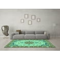 thumbnail image 3 of Ahgly Company Machine Washable Indoor Rectangle Abstract Turquoise Blue Modern Area Rugs, 6' x 9', 3 of 4
