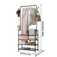 thumbnail image 2 of Solid Wood Coat Rack Freestanding Clothing Rack with Wheels Shelves Storage & Hooks Heavy Duty Clothes Rack Wood Coat Tree Stand Hat Hanger Rack for Corner Bedroom Entryway Living Room Hotel, 2 of 6