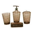 thumbnail image 3 of 4x Dispensador de jabón, soporte para cepillo de dientes, artículos esenciales para apartamentos, moderno, juego de accesorios de baño, vaso para enju marrón, 3 of 8