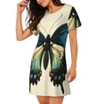 thumbnail image 2 of Pofeuu Blue Black Butterfly Art Print Women's Loose Fit Short Sleeve Nightgown, Comfortable Sleep Dress for Women, Casual Lounge Sleepwear, Soft Cotton Sleep Dress, 2 of 6
