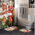 thumbnail image 1 of FMSHPON Merry Christmas 4 Piece Bathroom Set Shower Curtain Bath Rug Contour Mat and Toilet Lid Cover, 1 of 7