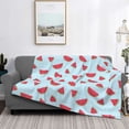 thumbnail image 2 of Uemuo Watermelon Printed Throw Blanket for Couch, Fluffy Fuzzy Blankets for Bed, Sofa, Cozy Flannel Faux Fur Blanket-50"x40", 2 of 6