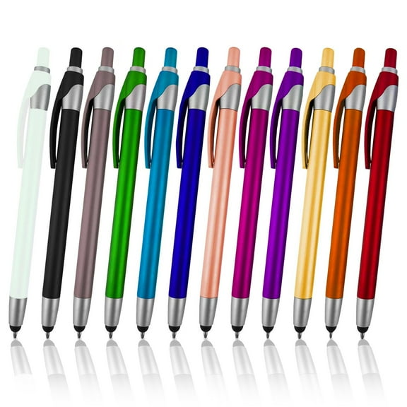Stylus for Touch Screens Pen with Ball Point Pen,for Universal Touch Screen Devices, for Phones, Ipads,Tablets, iPhone, Samsung Galaxy etc,Assorted Colors 12 Pack