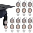 thumbnail image 1 of 1 caja de 8 juegos de dijes con foto de graduación, dijes para birretes de graduación 2024, dijes con foto conmemorativa personalizada, dijes de borlas de graduados plateados, 1 of 5