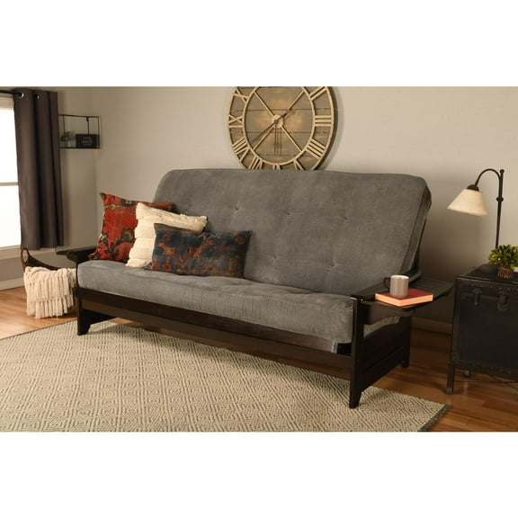 Kodiak Furniture Phoenix Queen-size Espresso Wood Futon-Thunder Gray Mattress