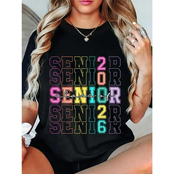 Class of 2026 Senior T-Shirt - 100% Cotton Graduation Crewneck - Customizable Name/Year Design for Back to School & Senior Night"