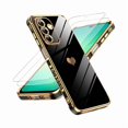 thumbnail image 1 of Chenchen for Galaxy A26-5G Case: with Tempered Glass Screen Protector [2 Pcs]+ Full Camera Lens Protection,Love Heart Plating Cute Luxury Soft TPU Shockproof Case for Samsung A26 5G,Black, 1 of 1