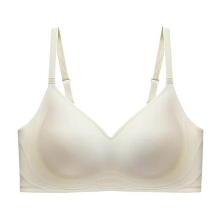 Gnurob Smooth Wireless Bras for Women Push Up Bralettes Seamless Supportive Bra Comfort Raceback Brassiere Full Coverage Bralette No Underwire Underwear Clearance Saving Beige Medium