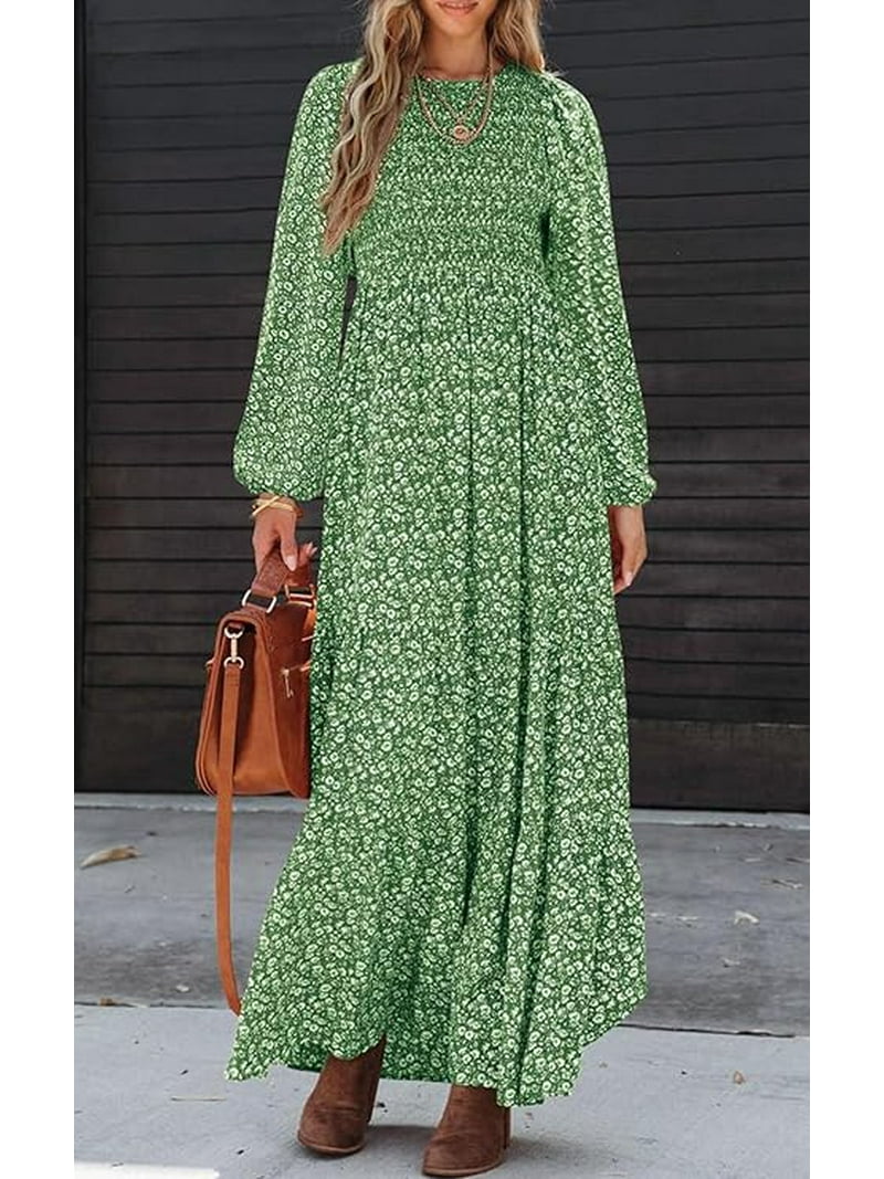 PRETTYGARDEN Women's Fall Dresses Long Sleeve Flowy Casual Floral