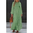 thumbnail image 4 of PRETTYGARDEN Women's Fall Dresses Long Sleeve Flowy Casual Floral Maxi Dress Crew Neck Smocked Tiered Long Dress, 4 of 7