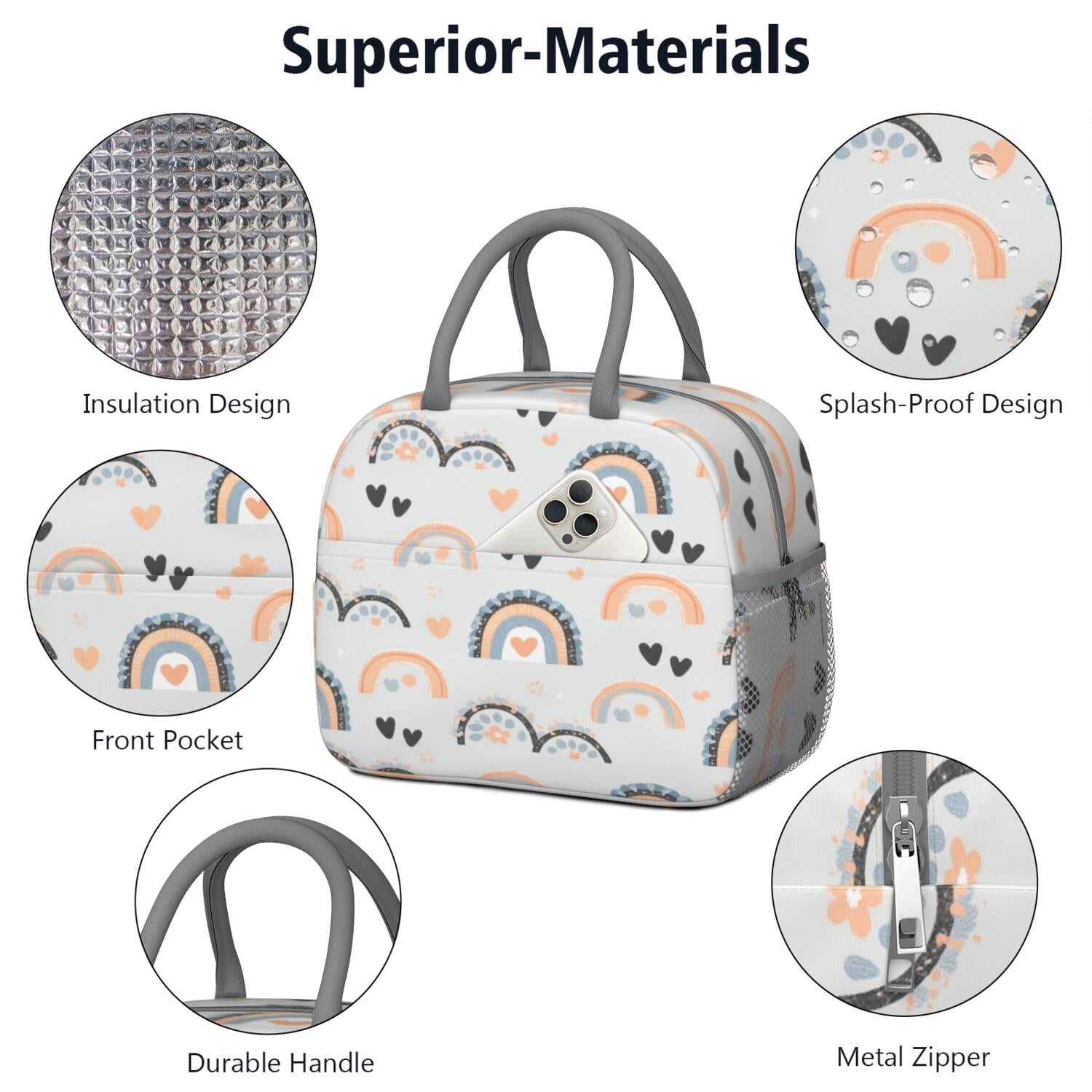 Lunch Bag Women,Cooler Bag for Women Adult Men,Small Leakproof Rainbow Cartoon Lunch Tote Office Lunch Cooler Bag for Work Office Picnic
