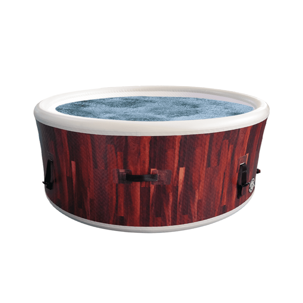 Inflatable Hot Tub Spa, Portable Outdoor Jacuzzi with Bubble Massage, 2-4 Person Capacity, Wood Grain Design for Backyard, Patio & Romantic Relaxation