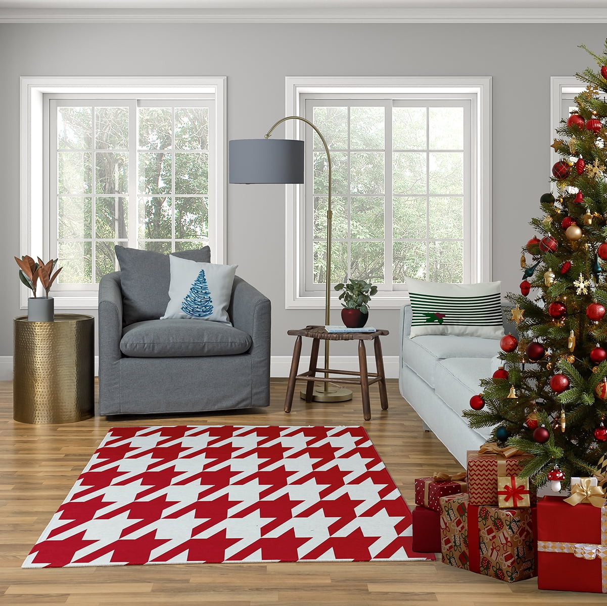 Simply Daisy 16" x 16" Oh Christmas Tree Geometric Print Pillow