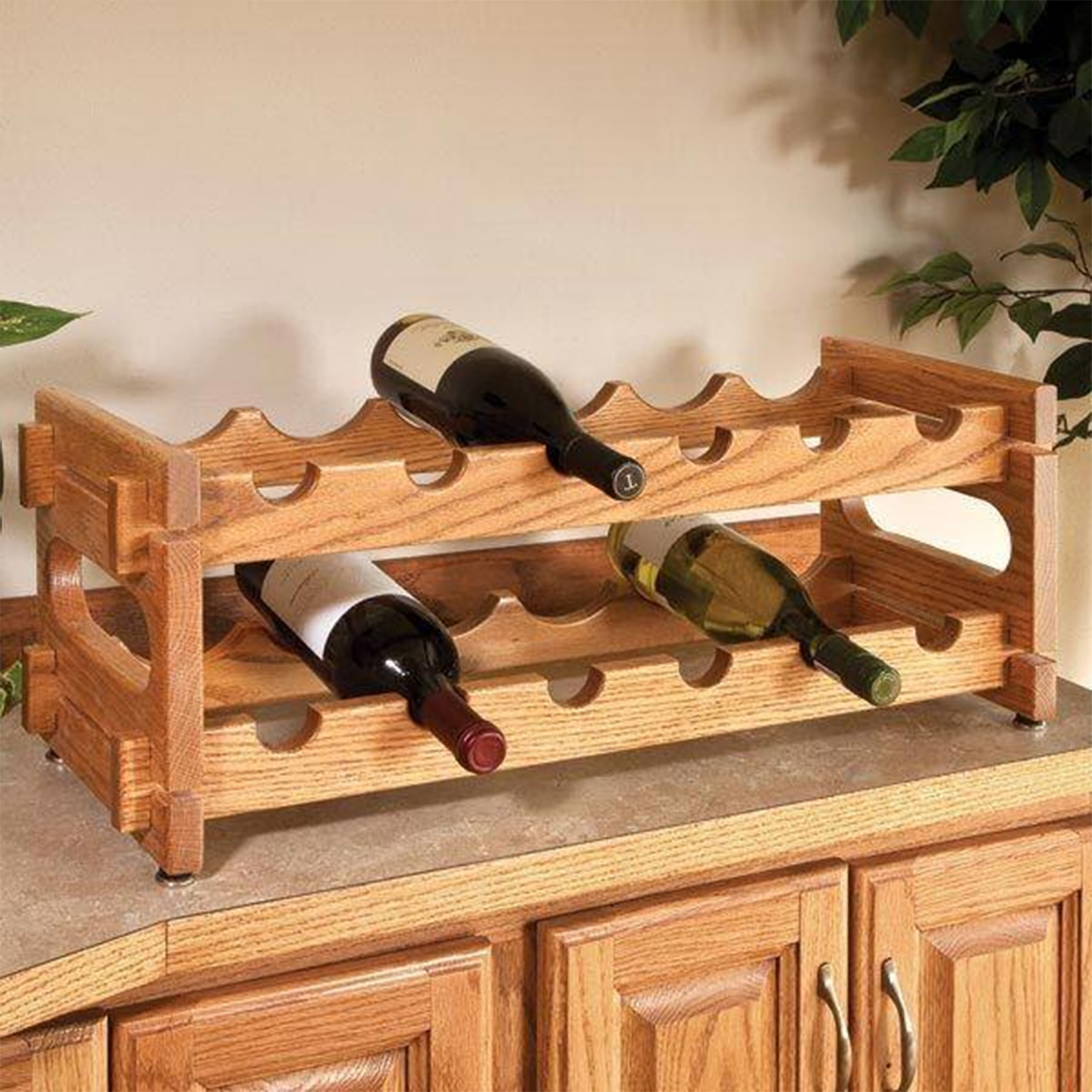 11.5 x 47.5 x 8 cm Relaxdays Bamboo Wine Rack Holder for 6 Standard Bottles with Original Design and Horizontal Orientation Wood Brown
