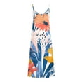 thumbnail image 5 of SMihono Fashion Women's Summer Spaghetti Strap V-Neck Floral Print Maxi Dress Loose Beach Party Long Dresses Blue 12, 5 of 5