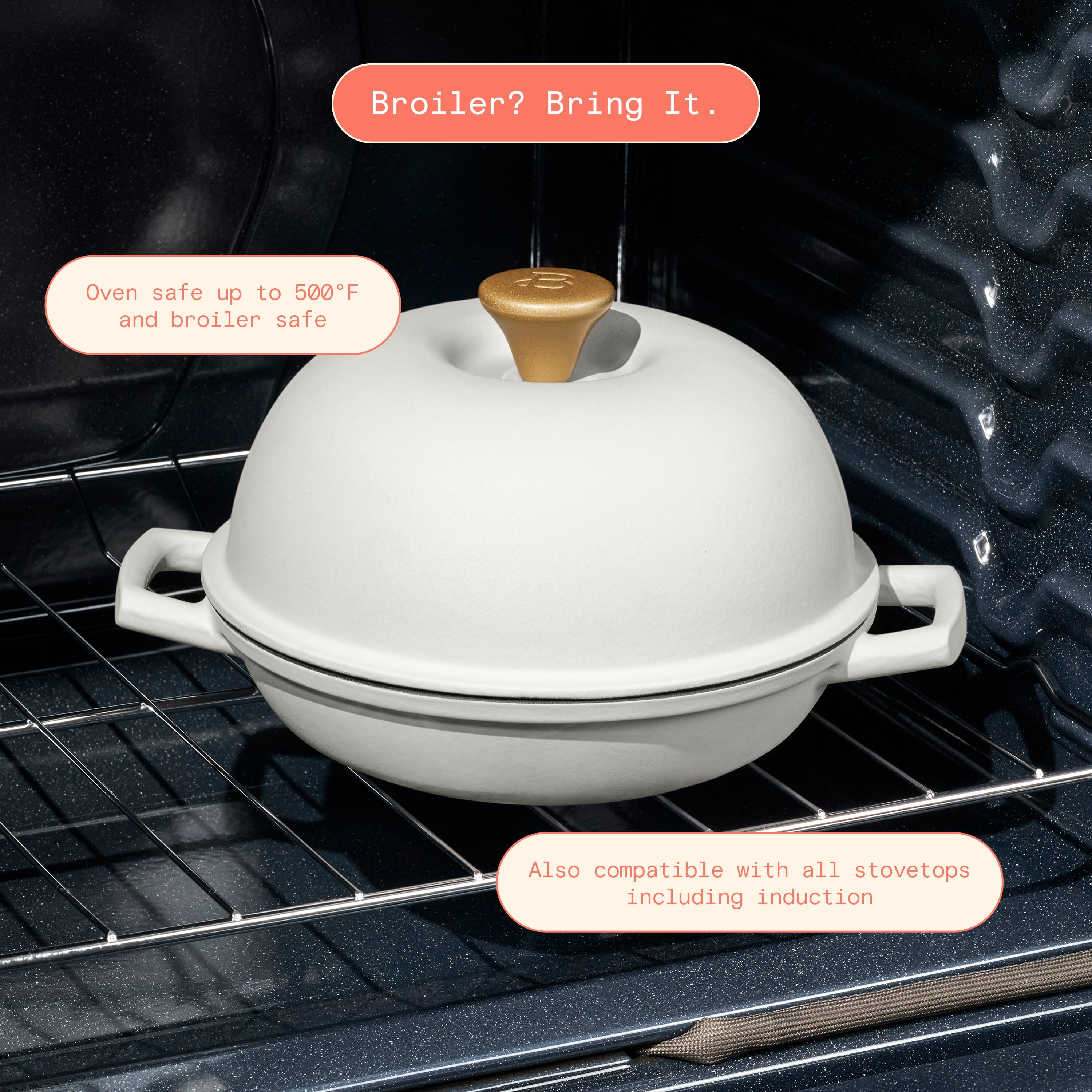 Beautiful Enameled Cast Iron Bread Oven, 10 inch, White Icing by Drew Barrymore
