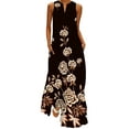 thumbnail image 1 of Capreze Women Long Maxi Dresses V Neck Summer Beach Sundress Sleeveless Tank Dress Kaftan Floral Print Style K 5XL, 1 of 4