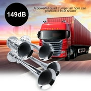 Angle View: Universal Car Motorcycle 149dB Super Loud Compact Four Trumpet Train Air Horn