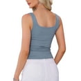 thumbnail image 3 of INSPIRE CHIC Women's Top Sweetheart Neck Sleeveless Ribbed Knit Crop Ruched Tops XS Dusty Blue, 3 of 6