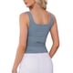 thumbnail image 3 of INSPIRAR CHIC Top de Mujer Escote Corazón Sin Mangas Tejido Acanalado Crop con Fruncidos L Azul Polvoriento, 3 of 6
