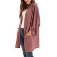 thumbnail image 5 of Grace Karin Women's Open Front Cardigan Oversized Waffle Knit Long Batwing Sleeve Sweaters with Pockets,Redwood, 5 of 7