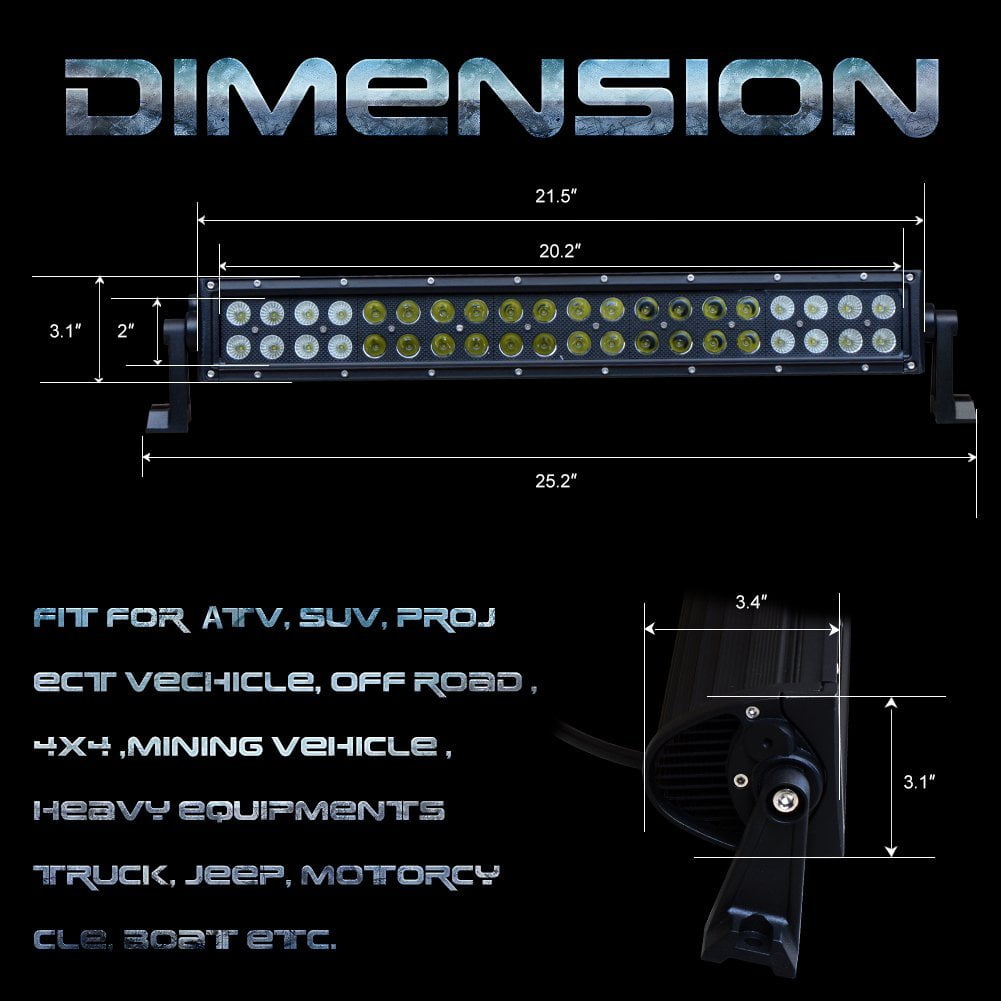 Nilight 22" 120w LED Light Bar Flood Spot Combo Driving Lights Fog Lamp off road led lights for SUV ATV Truck 4x4 Boat ,2 Years Warranty