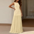 thumbnail image 5 of Women Midi Casual Dress, Elegant Pleated Sleeveless Long Dress, Midi Dress for Special Occasions, Yellow - XL, 5 of 5