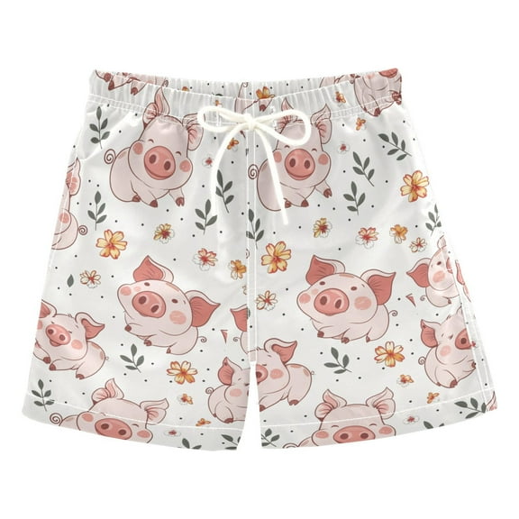joogoo Boys Swim Trunks Cute Pigs Beach Board Shorts Drawstring Swimsuit XL