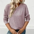 thumbnail image 4 of AXXD Womens Tunic Tops Pink Basic Summer 2024 Loose Trendy Button Round-Neck Long Sleeve Casual T-shirt Top Solid Blouse, 4 of 9