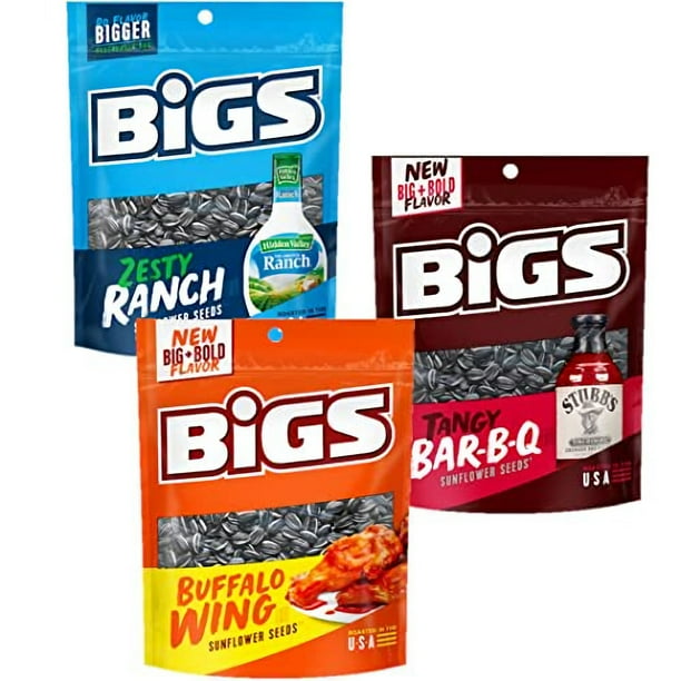 BIGS Sunflower Seeds Variety Pack 3 Flavor Combo Zesty Ranch, Smokey