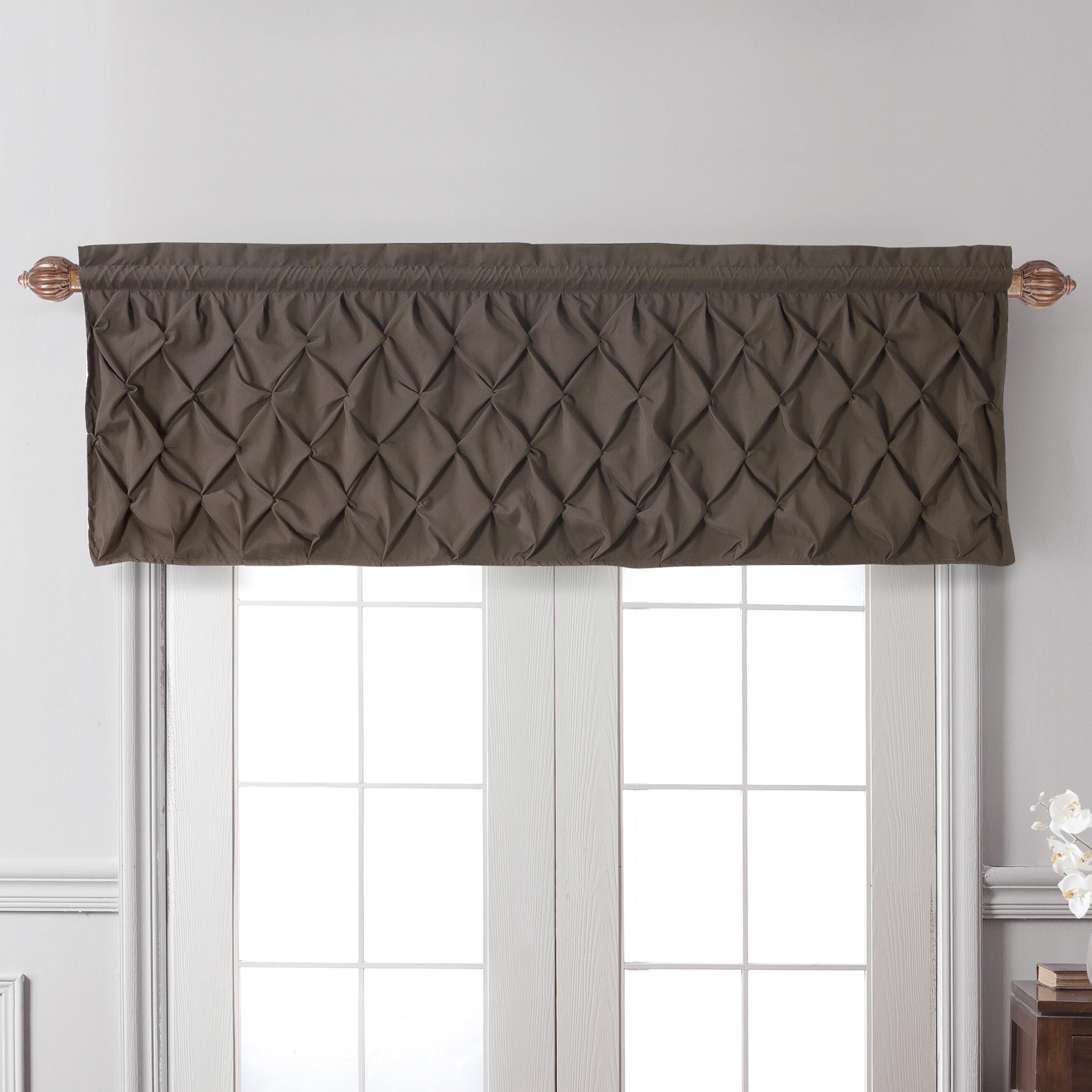 VCNY Home Carmen Chocolate Solid Color Rod Pocket Light-Filtering Curtain Valance, 60" x 20"
