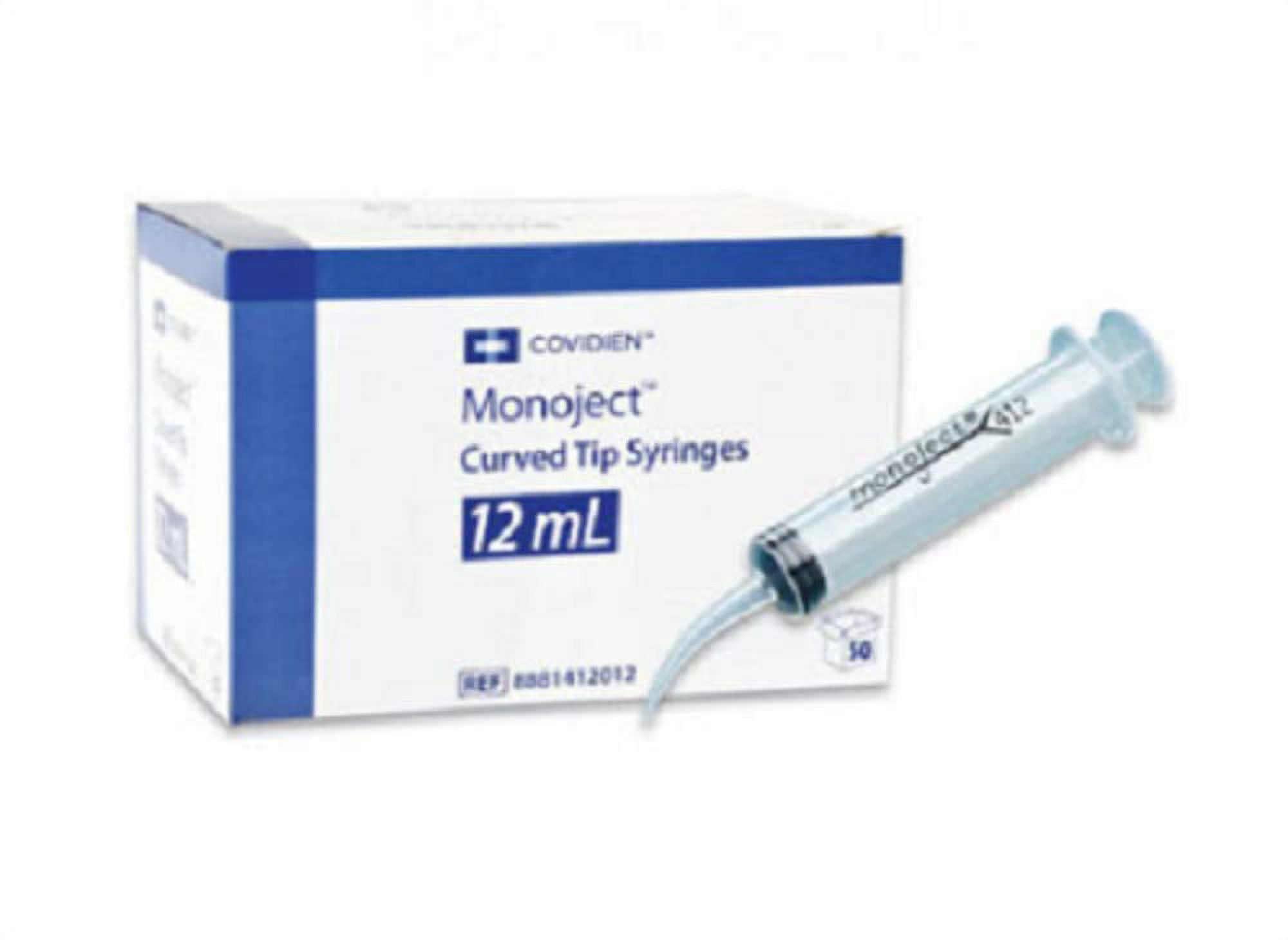 Dental Monoject 412 Disposable Impression Syringes Curved Tip 12 mL Bx/50 412012