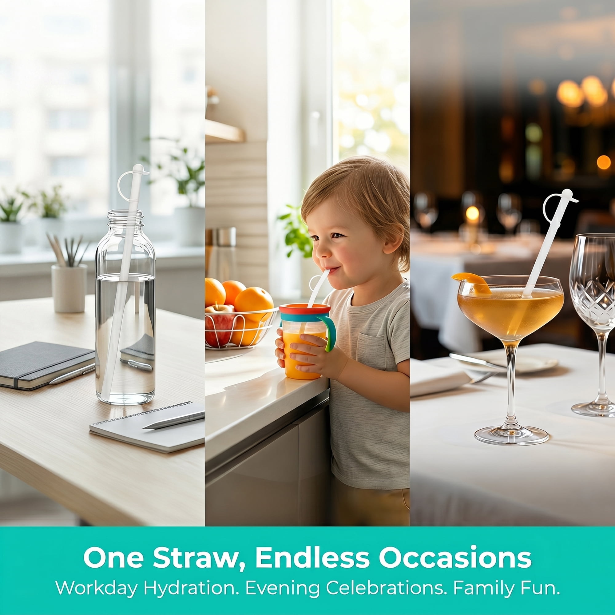 Unique Bargains 10Pcs Reusable Silicone Dishwasher Safe Straws White