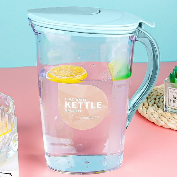 Hervidor de agua fría resistente al calor de 1,4 L con tapa abatible, dispensador de bebidas portátil a prueba de fugas para zumos, té helado, limonada y agua con infusión de frutas, jarra de gran