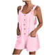 thumbnail image 1 of Mono corto de verano informal con botones para mujer - Poliéster, sin mangas, pantalón corto ancho - S-XXL, 1 of 5