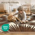 thumbnail image 4 of ODIKA 9'x12' Washable Area Rug Non-Slip, Chair-Friendly Frond Oversized Motif Slim Border Rectangular Fronds Beige Cream Refined for Dining Room, Basement, Large Office, 4 of 7