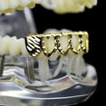 thumbnail image 5 of 14K Gold Plated Grillz Diamond-Cut Lower Bottom Teeth Four 4 Open Face Hip Hop Grills, 5 of 5