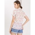 thumbnail image 4 of Blusa Allegra K para Mujer con estampado de Cereza y cuello con Corbata de lazo Blanco S, 4 of 6