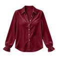 thumbnail image 4 of Hxshgdsn Women's Open Front Lapel Cardigan, Long Sleeve Button Up Knit Sweater, Solid Color Casual Outerwear（Wine/XL), 4 of 4