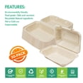 thumbnail image 5 of 100% Compostable Clamshell Take-Out Food Container [8 Inch Three-Compartment Folding Cover Lunch Box, 30 Bags] Heavy Quality Packaging,Natural Disposable Bagasse, Environmental Friendly Biodegradable, 5 of 6